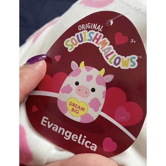 NWT Squishmallow EVANGELICA Cow 12" Pink Spotted Valentines 2023 Dream Big - Picture 3 of 4